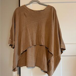 Free People Tan Oversized Shirt